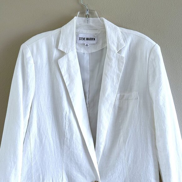 Steve Madden White Linen Blend Blazer Jacket - NWOT - Picture 3 of 11